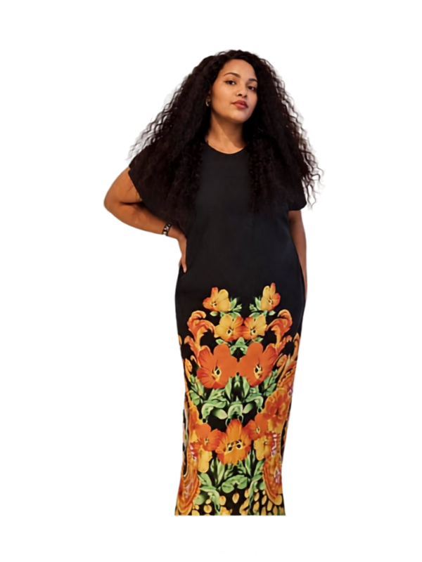 Black Orange Baroque Dress