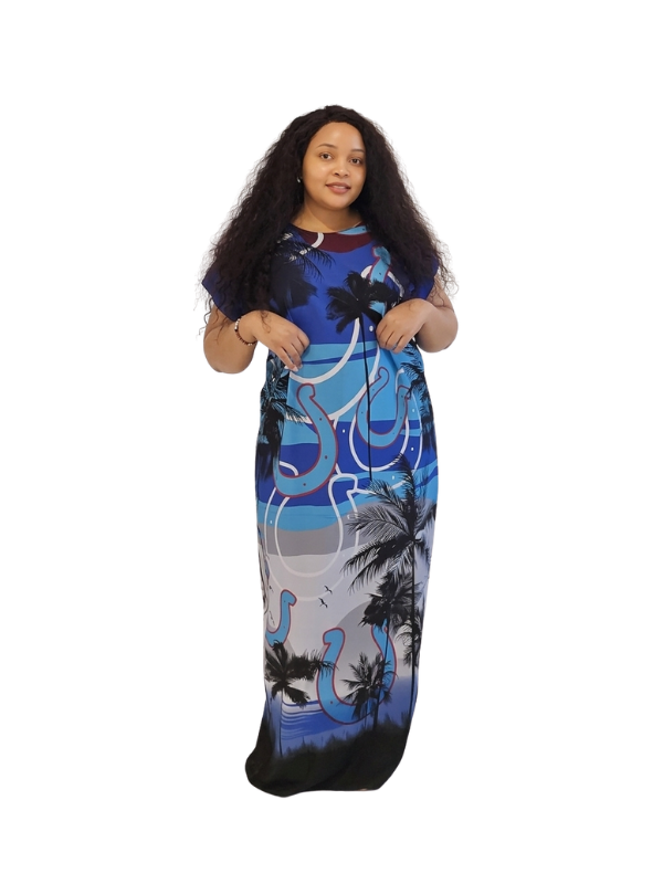 Blue Tropical Palm Tree Dress