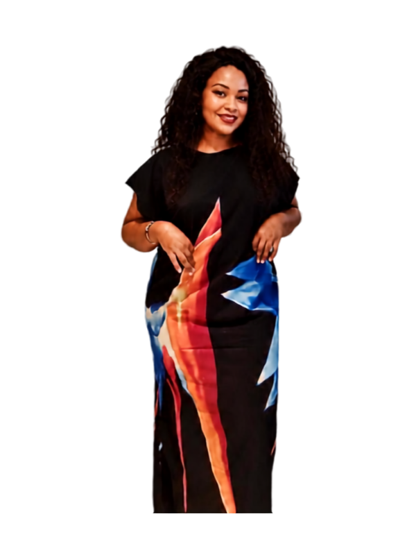 Colourful Styled Black Dress