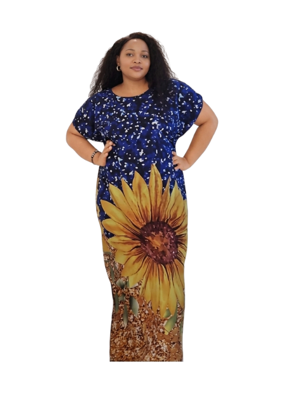 Blue Yellow Sunflower Print