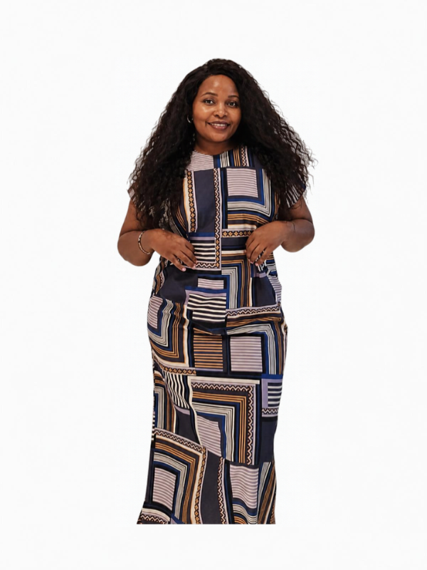 Navy Brown Carpet Dress