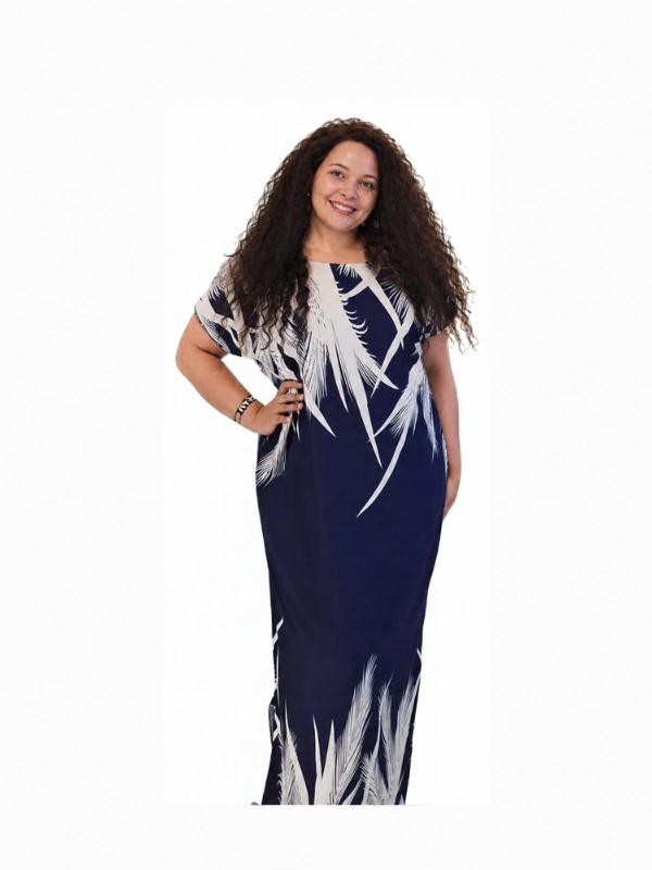Navy White Feather Dress