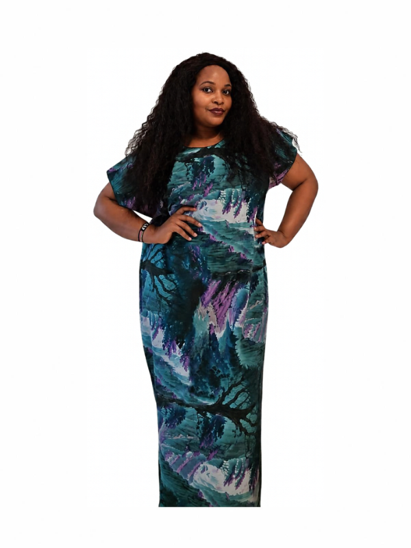 Teal Colour Flower Dress
