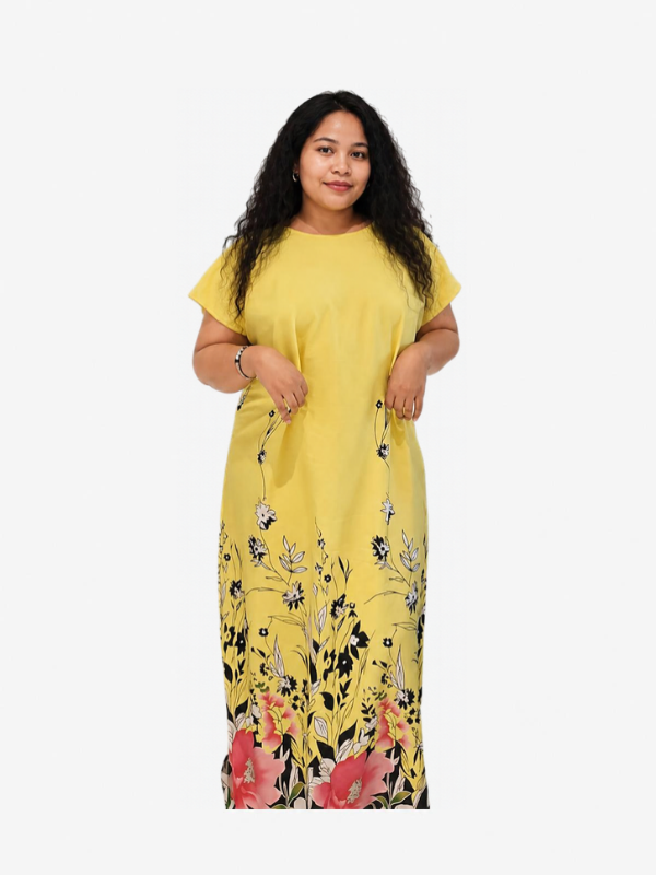 Yellow Colour Floral Gown